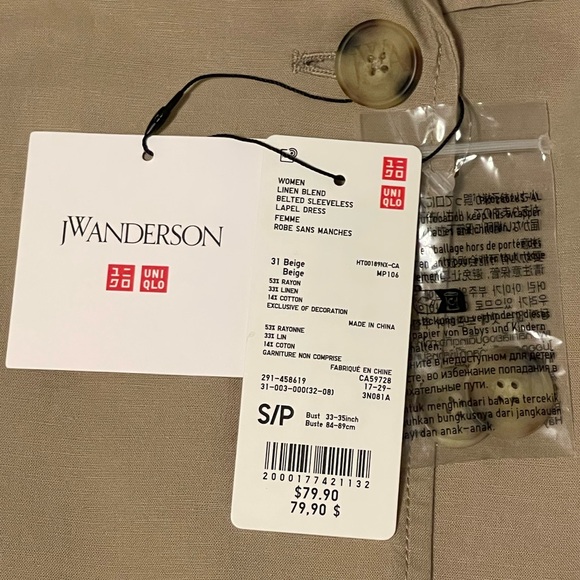 NWT JW ANDERSON x UNIQLO Beige Dress with Belt - Picture 7 of 11